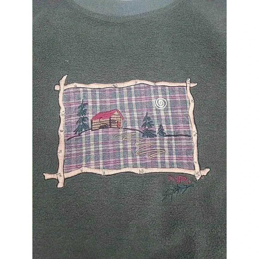 Vintage Northern Reflections Sweatshirt Women's Size Med Embroidered Cabin 90's - Picture 4 of 8